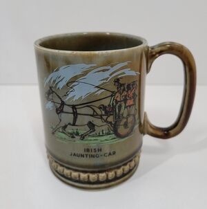 Irish Jaunting Car Horse Carriage Green Coffee Mug 11oz Made In Ireland